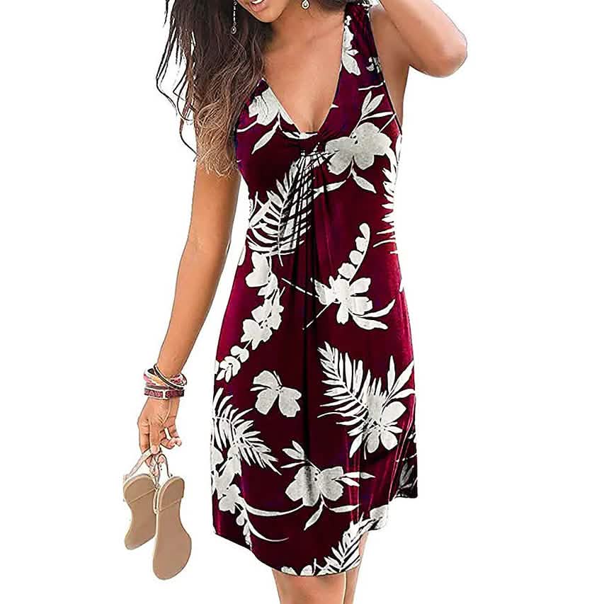 Women's V-Neck A-Line Knee Length Skirt