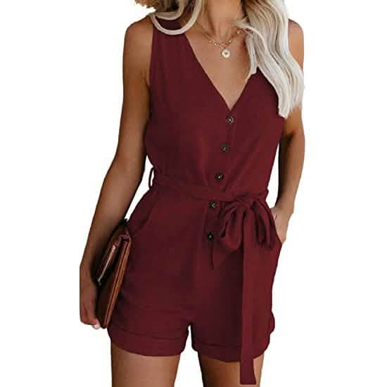 Women's V Neck Jumpsuits Casual Sleeveless Romper