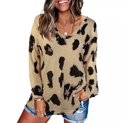 Women's V-Neck Leopard Print Inspired Top