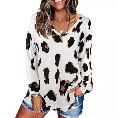 Women's V-Neck Leopard Print Inspired Top