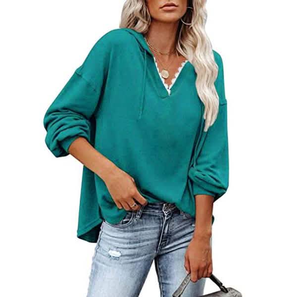 Women's V-neck Pullover Hoodie Sweater