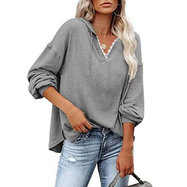 Women's V-neck Pullover Hoodie Sweater