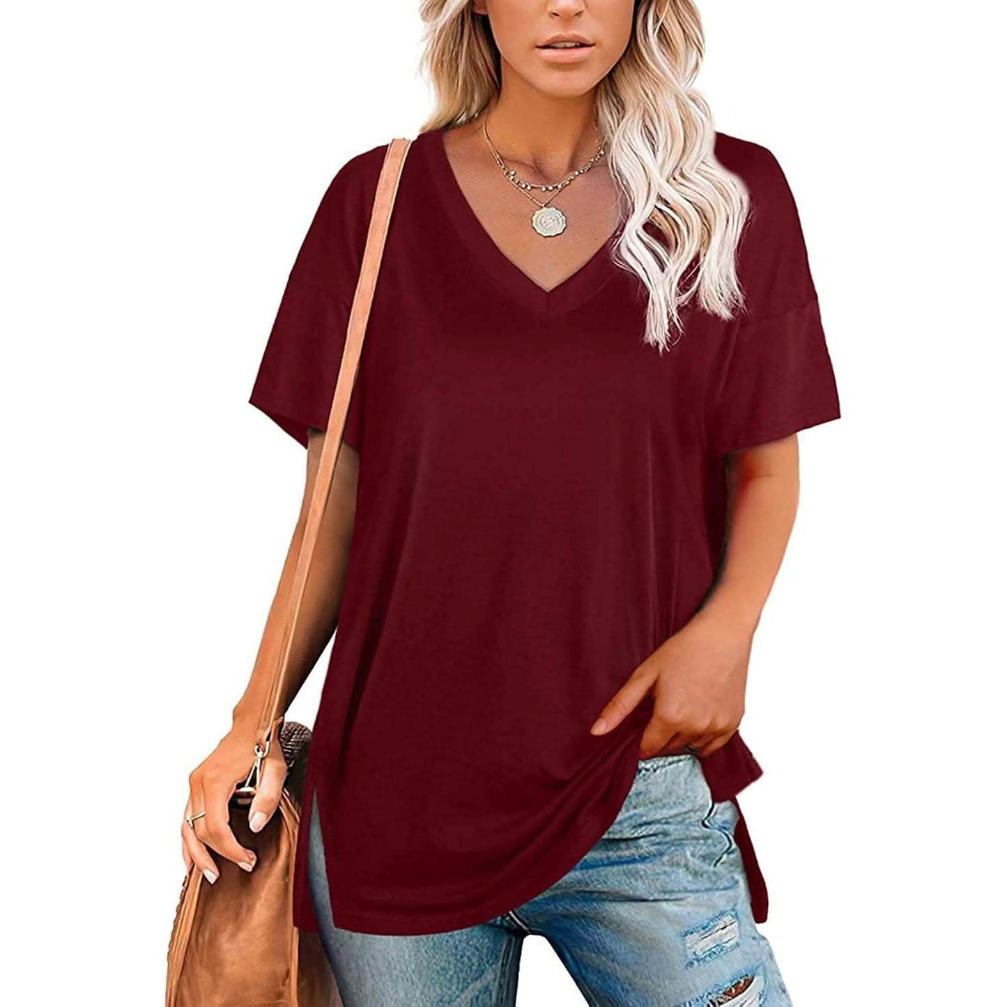 Women's V Neck T Shirts Basic Short Sleeve Tees Tops