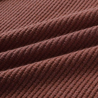 Women's V Neck Waffle Knit Henley Tops