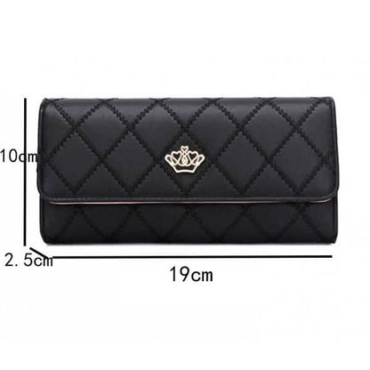 Womens Wallets Purses Plaid PU Leather Long Wallet Hasp Phone Bag