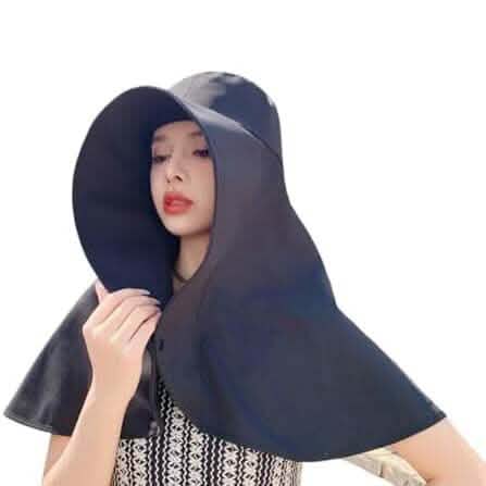 Women's Wide Brim Shawl Sun Hat with Neck Cover