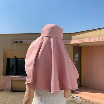 Women's Wide Brim Shawl Sun Hat with Neck Cover
