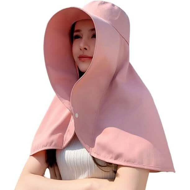 Women's Wide Brim Shawl Sun Hat with Neck Cover