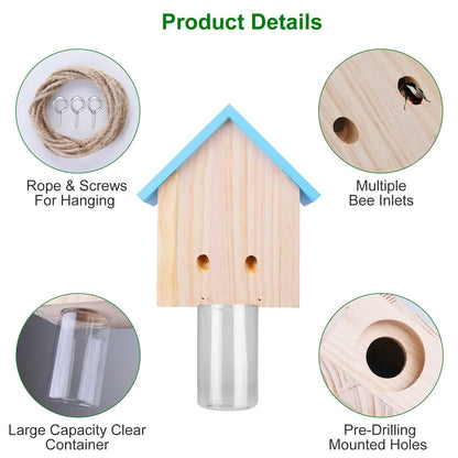Wood Carpenter Bee Trap Outdoor Natural Pine Wood