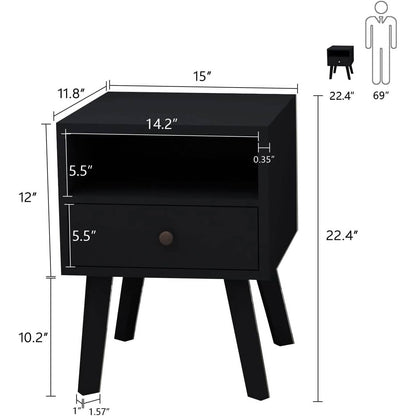 Wood Nightstand with Drawer