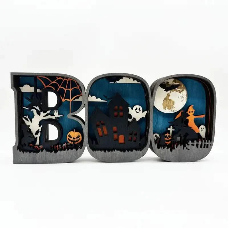 Wooden 3D Halloween Letter Shaped LED Light