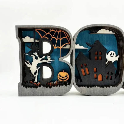 Wooden 3D Halloween Letter Shaped LED Light