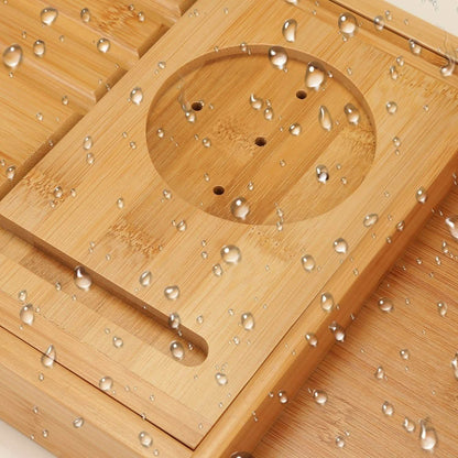 Wooden Bathtub Tray with Wine Glass Slot Phone Tray Book Holder