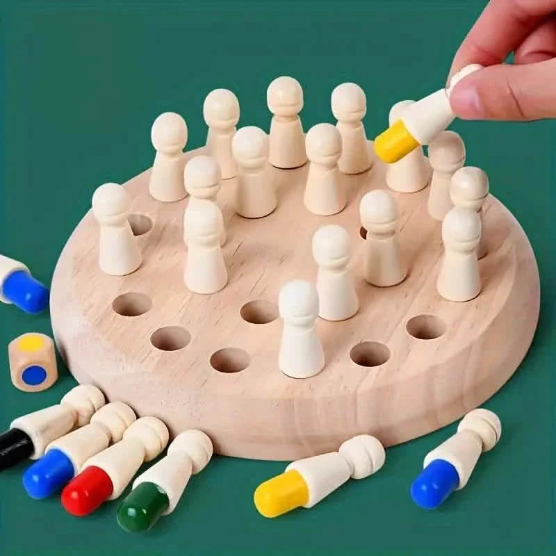 Wooden Memory Match Game - Educational Chess Puzzle for Kids & Adults