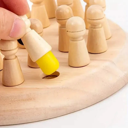 Wooden Memory Match Game - Educational Chess Puzzle for Kids & Adults