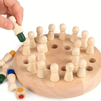 Wooden Memory Match Game - Educational Chess Puzzle for Kids & Adults