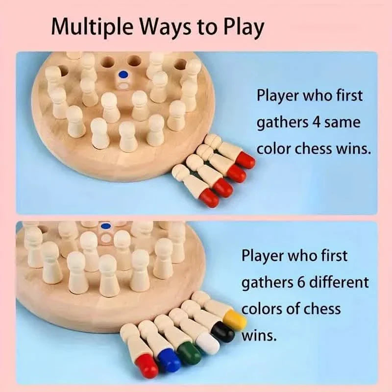 Wooden Memory Match Game - Educational Chess Puzzle for Kids & Adults
