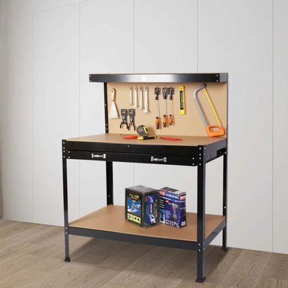 Work Benches for Garage Shop Work Station Tools Table with Peg Board and Drawers