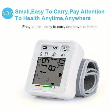 Wrist Blood Pressure Monitor with LCD Display, Adjustable Cuff with Irregular Heartbeat Detection