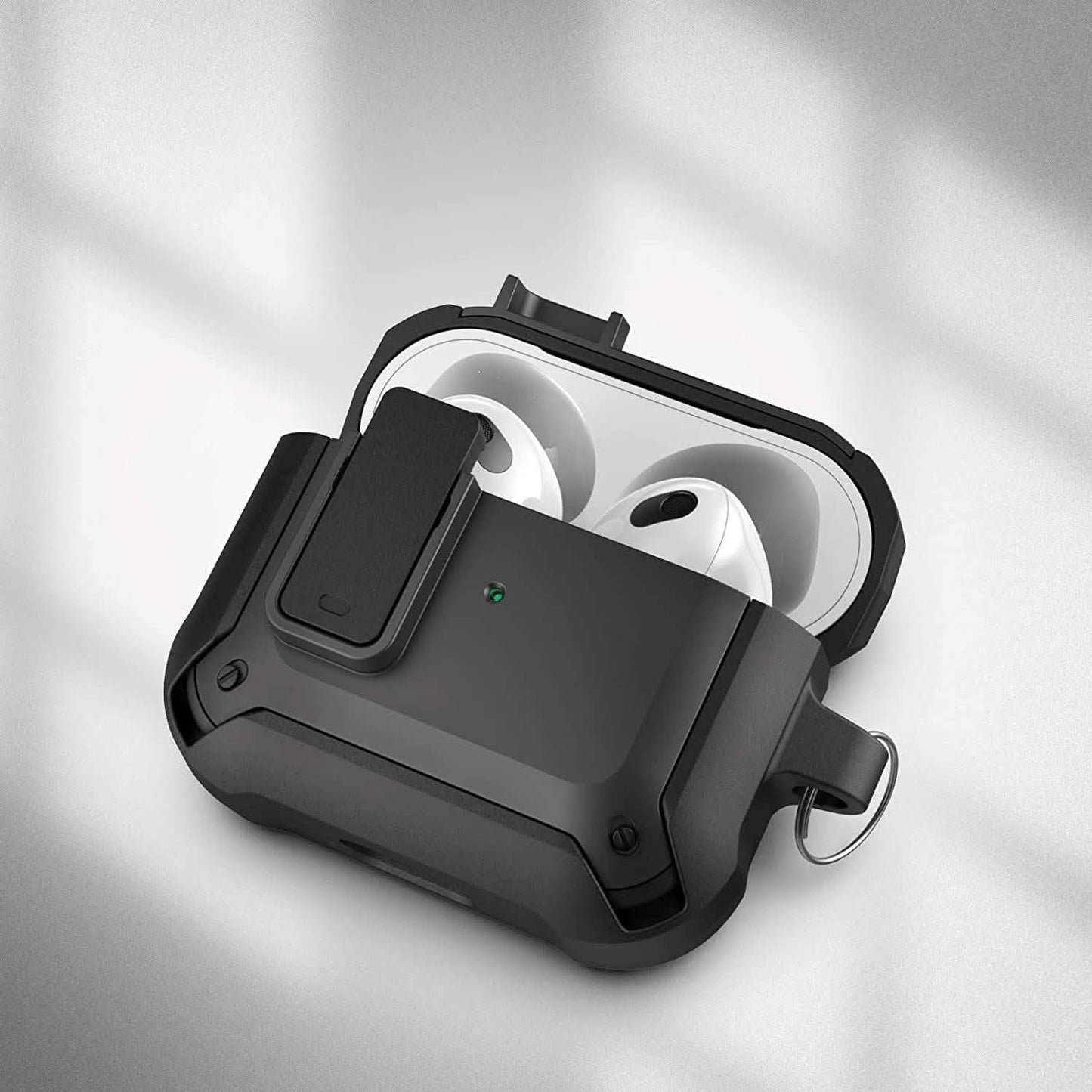X-Armor for Airpods 3rd Generation Case with Locking Lid | Protective Carrying Pod with Carabiner Keychain (Airpods Gen 3)