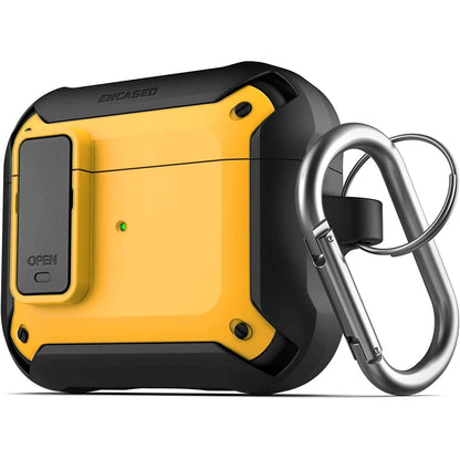 X-Armor for Airpods 3rd Generation Case with Locking Lid | Protective Carrying Pod with Carabiner Keychain (Airpods Gen 3)