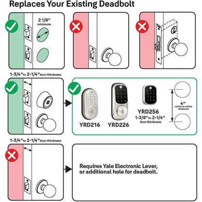 Yale Assure Lock Touchscreen Keypad Deadbolt Door Lock YRD220-NR-619 - ZWave Capability