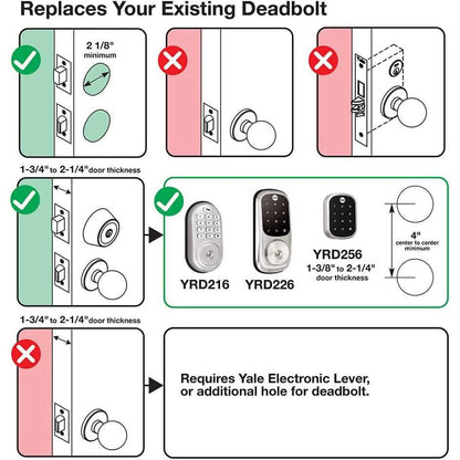 Yale Security Assure Keypad Door Lock Push Button YRD210-ZW-605