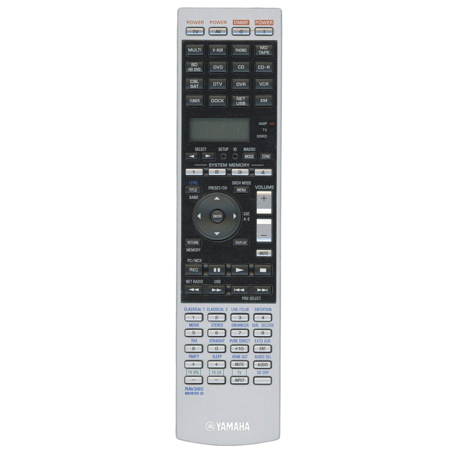 Yamaha RAV380 A/V Receiver Remote Control - WK481001