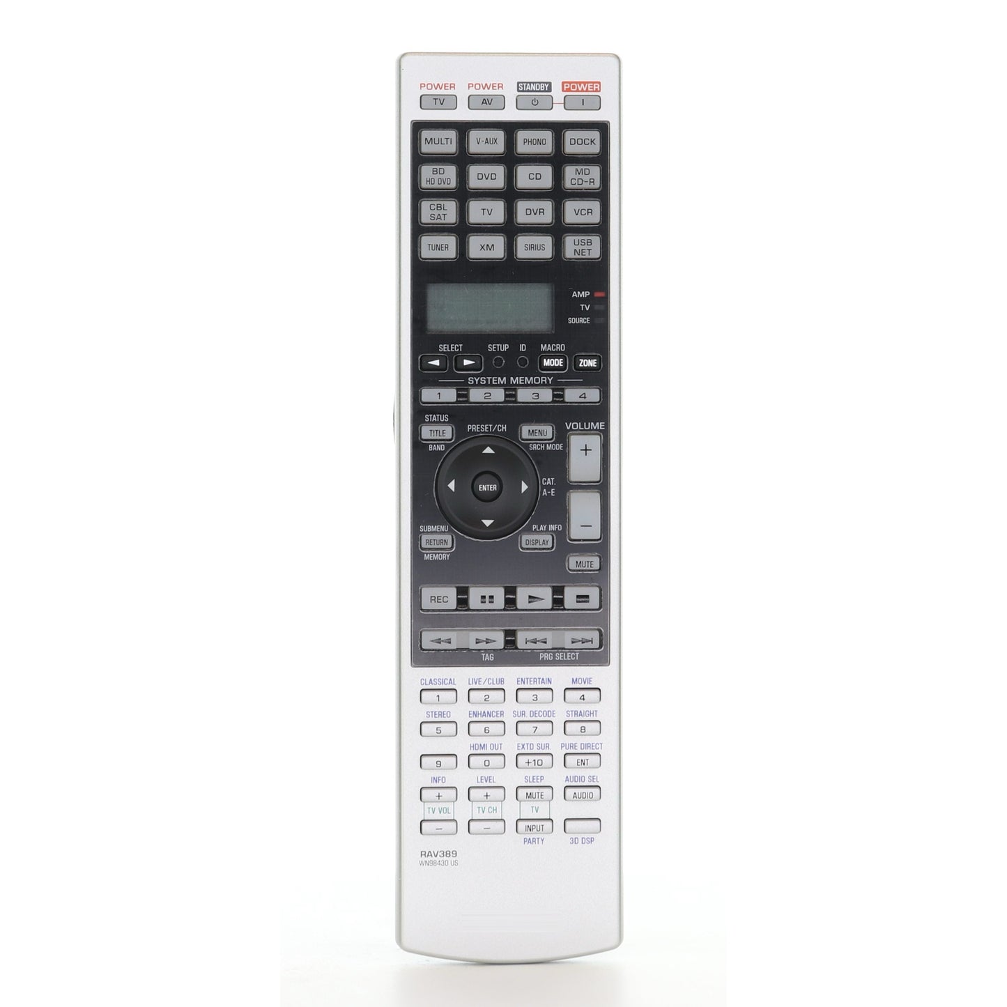Yamaha RAV389 Audio Video Receiver Remote Control - WN984300
