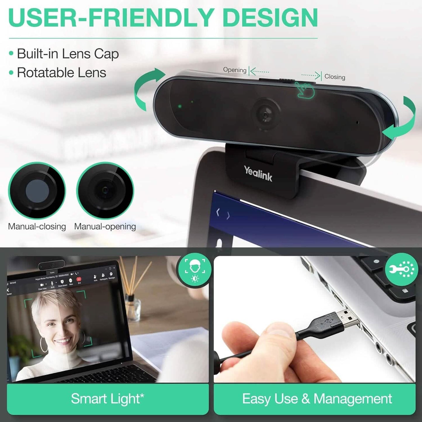 Yealink UVC20 Webcam 1080P Full HD Camera with Microphone  (Refurbished)