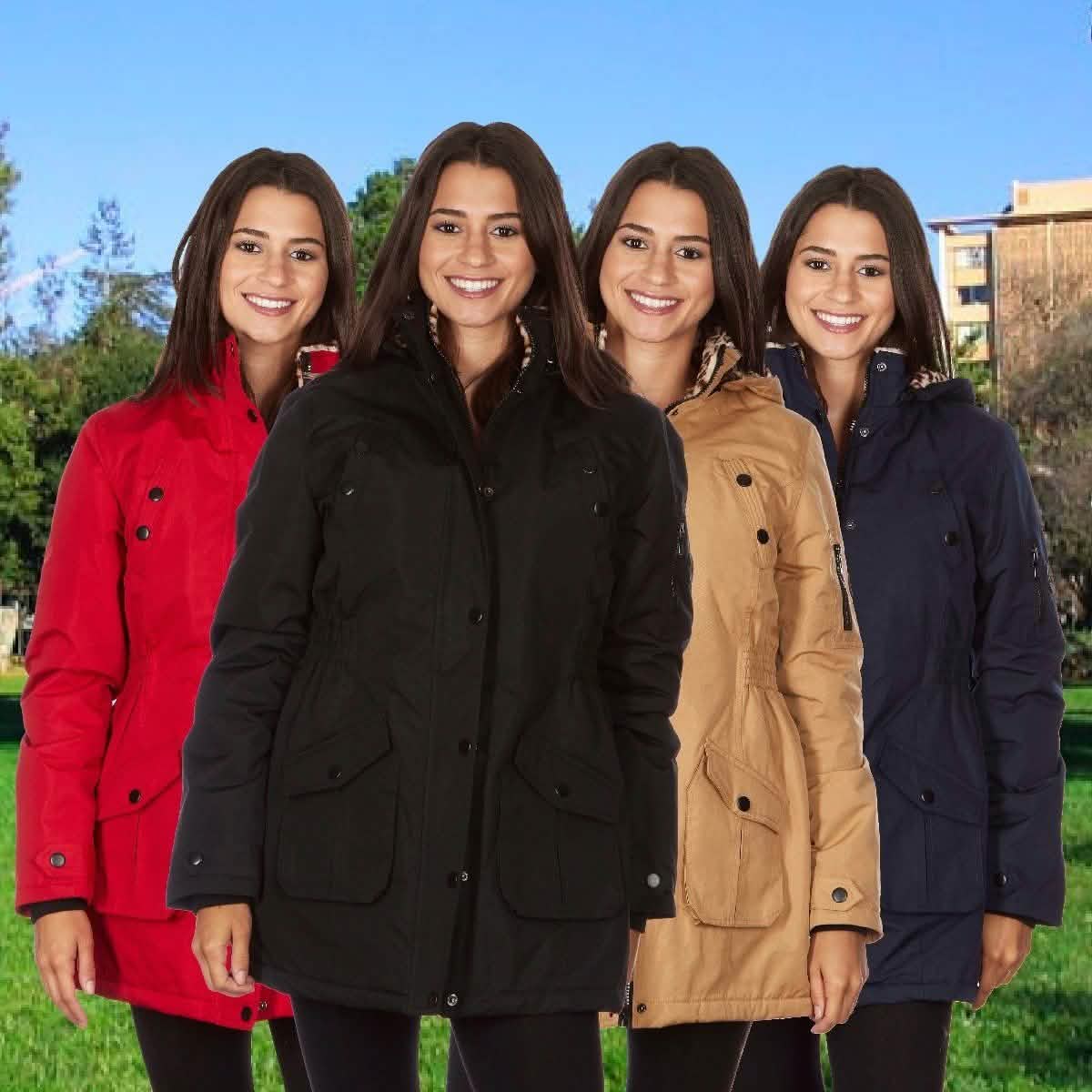 Yoki Women's Long Heavy Weight Coat with Leopard Sherpa Lining and Hood