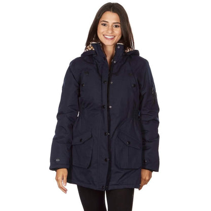 Yoki Women's Long Heavy Weight Coat with Leopard Sherpa Lining and Hood