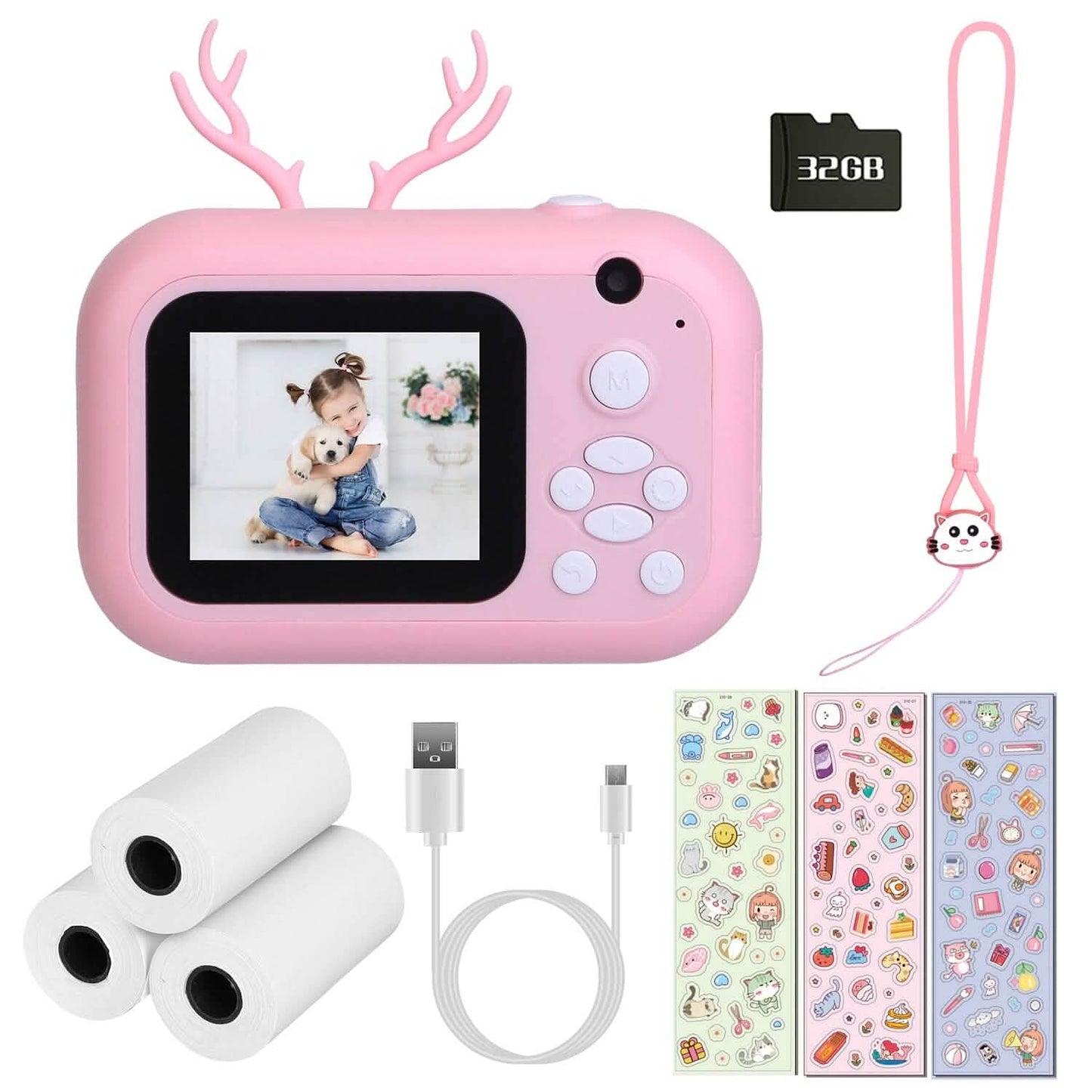 Zero Ink Selfie Camera 1080P HD Video Recorder with Dual Lens 3 Roll Print Papers