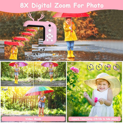 Zero Ink Selfie Camera 1080P HD Video Recorder with Dual Lens 3 Roll Print Papers