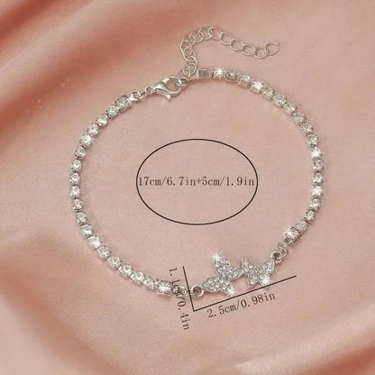 Zinc Alloy Glittering Butterfly Rhinestone Bracelet for Women