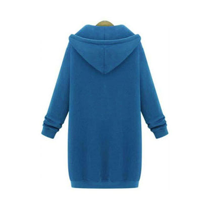 Zipper Front Pocket Drawstring Hoodie