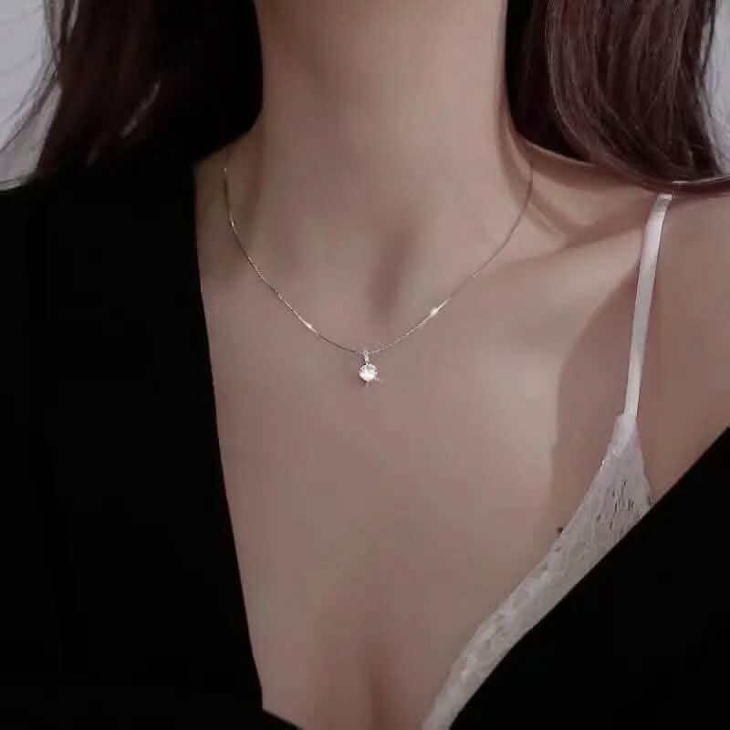 Zirconia Water Drop Pendant Clavicle Chain Necklace