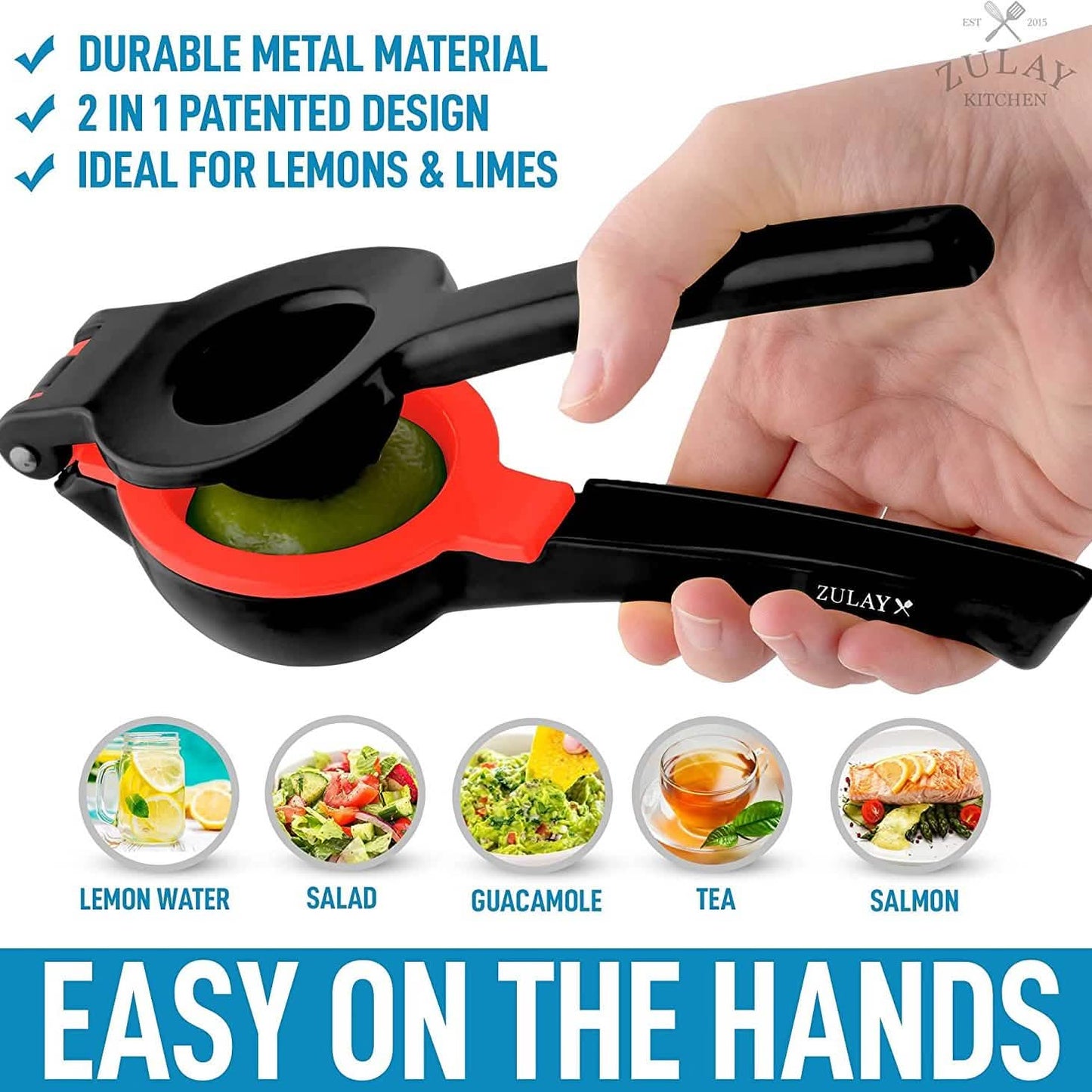 Zulay Metal 2-in-1 Lemon Lime Squeezer